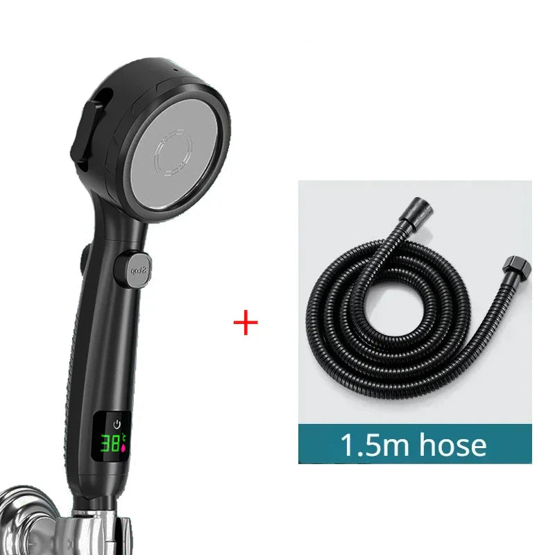 LED Temp Display High-Pressure & Water-Saving Handheld Shower Head (4 Spray Modes)