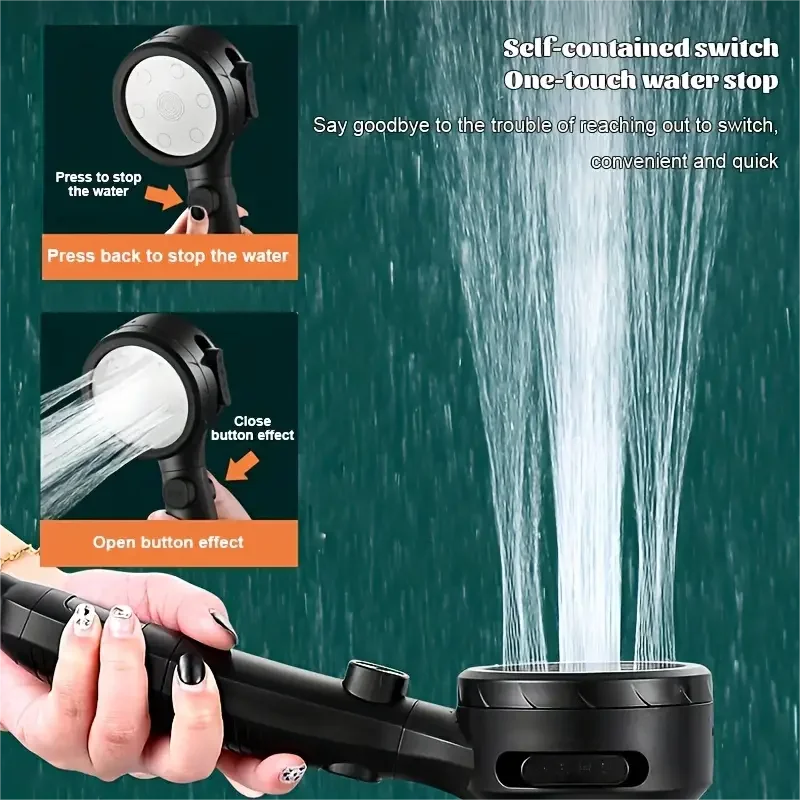 LED Temp Display High-Pressure & Water-Saving Handheld Shower Head (4 Spray Modes)