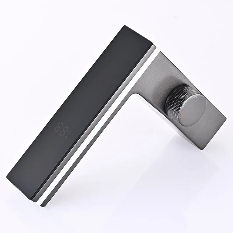 LED Temperature Display Solid Brass Ceramic Disc Bathroom Faucet