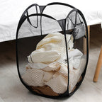 Large Foldable Ventilated Mesh Laundry Basket (Side Pocket)