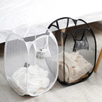 Large Foldable Ventilated Mesh Laundry Basket (Side Pocket)
