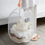 Large Foldable Ventilated Mesh Laundry Basket (Side Pocket)