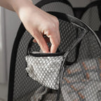 Large Foldable Ventilated Mesh Laundry Basket (Side Pocket)