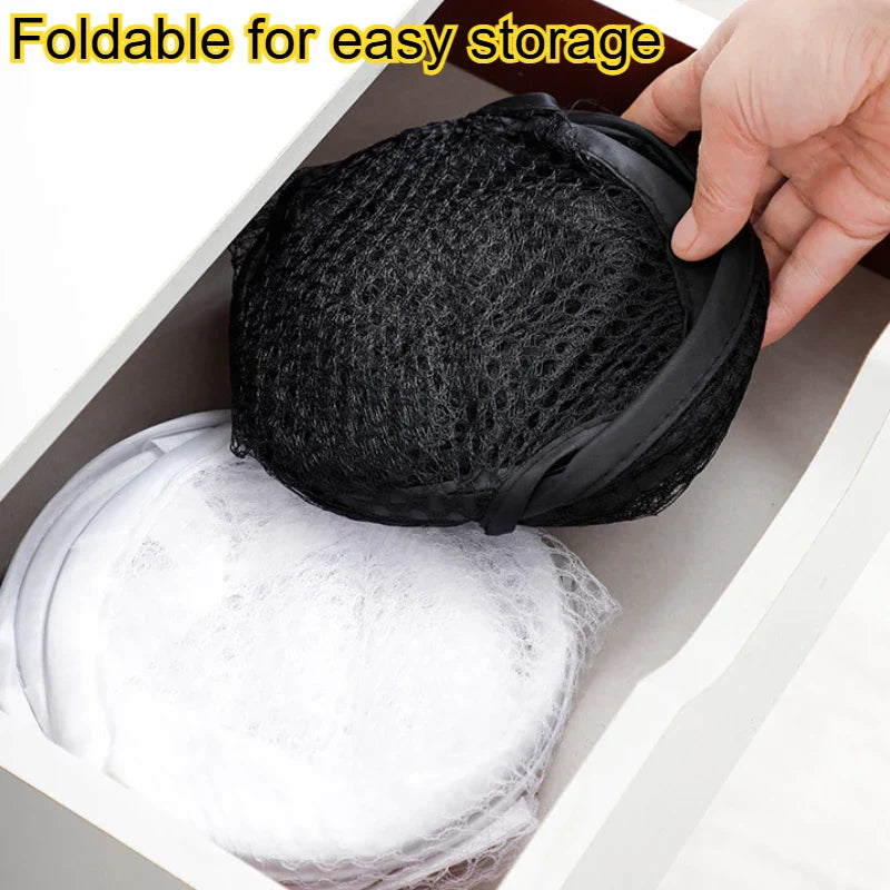 Large Foldable Ventilated Mesh Laundry Basket (Side Pocket)