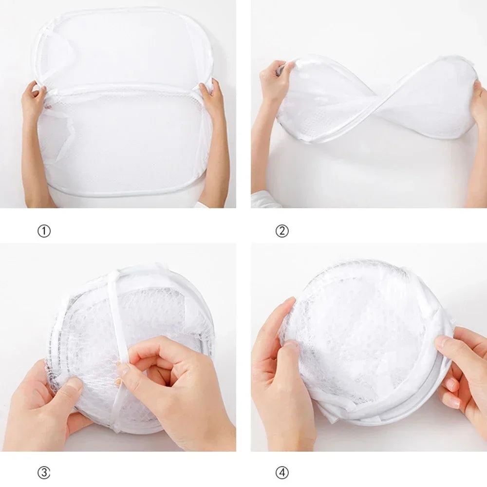 Large Foldable Ventilated Mesh Laundry Basket (Side Pocket)