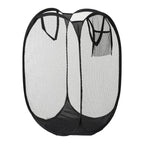 Large Foldable Ventilated Mesh Laundry Basket (Side Pocket)