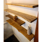 Live Edge Solid Wood Floating Shelf (Includes Mounting Kit)