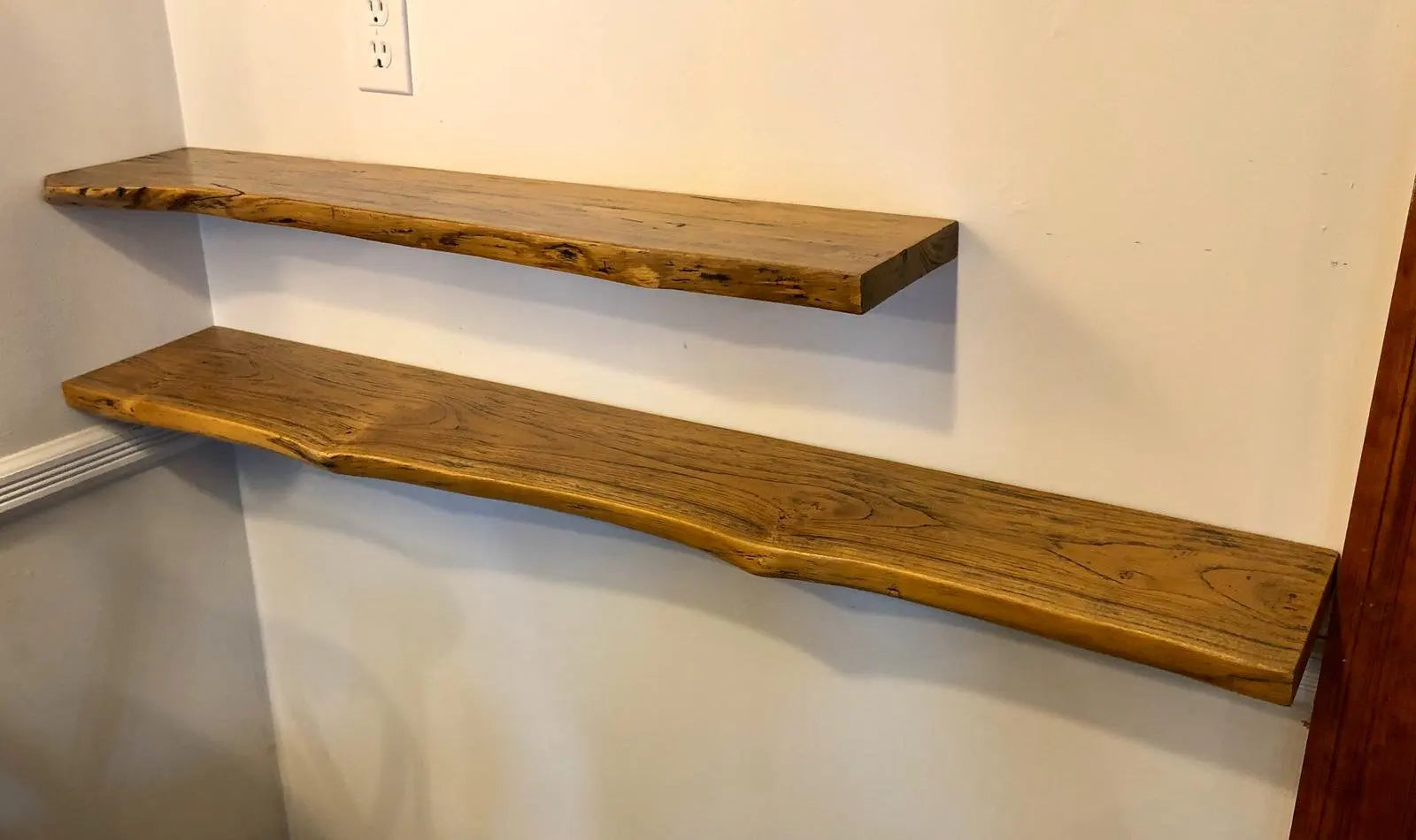 Live Edge Solid Wood Floating Shelf (Includes Mounting Kit)