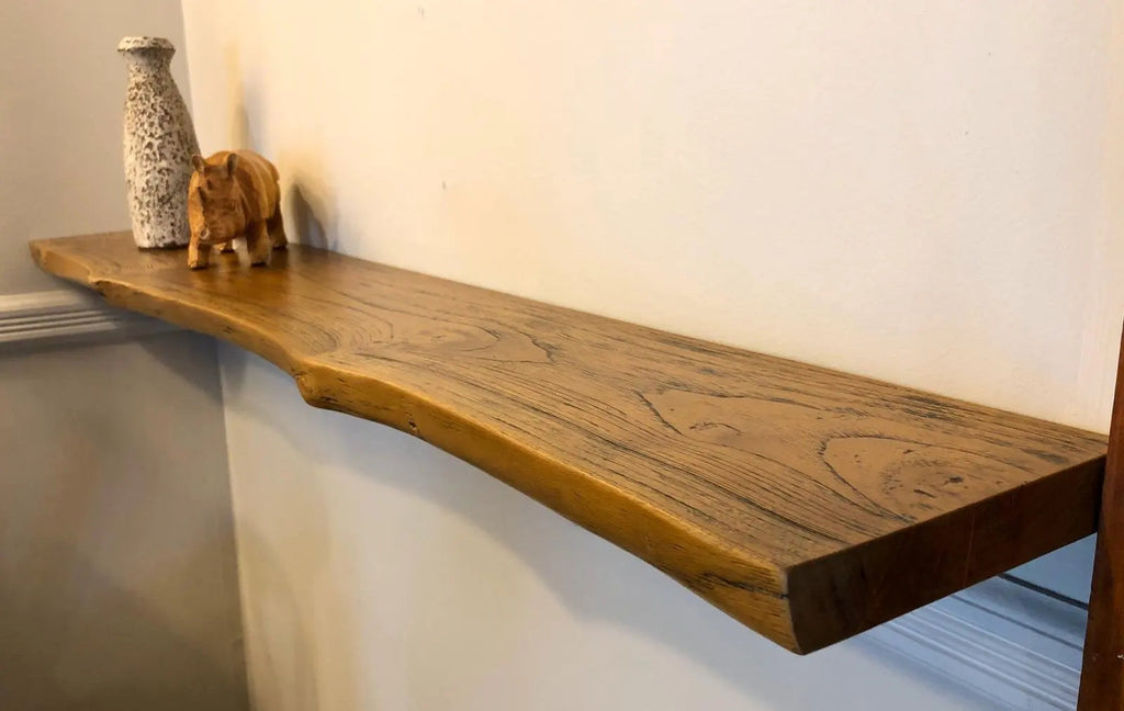 Live Edge Solid Wood Floating Shelf (Includes Mounting Kit)