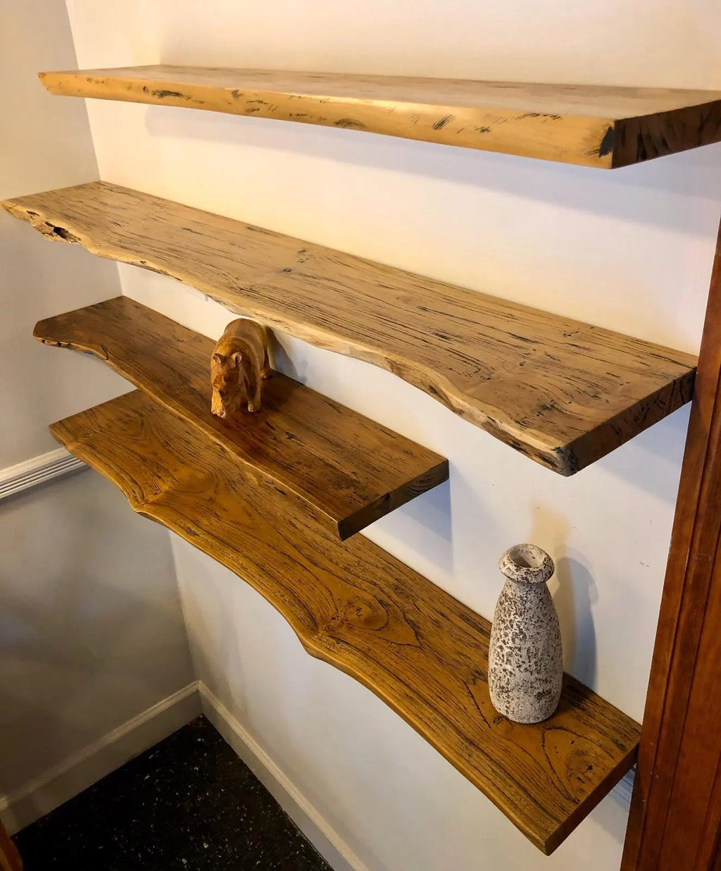 Live Edge Solid Wood Floating Shelf (Includes Mounting Kit)