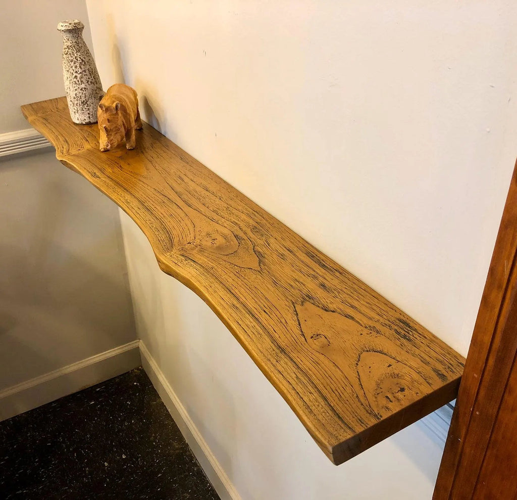 Live Edge Solid Wood Floating Shelf (Includes Mounting Kit)