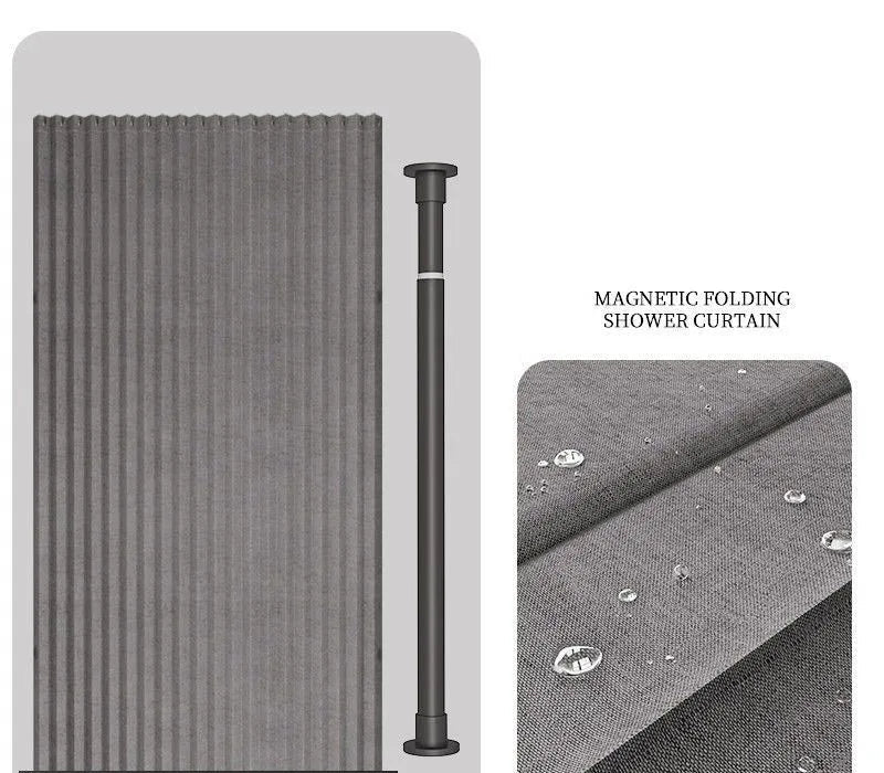 Magnetic Hem Waterproof Linen-Style Shower Curtain (Includes Hooks)