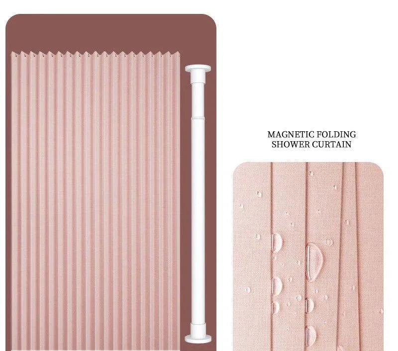 Magnetic Hem Waterproof Linen-Style Shower Curtain (Includes Hooks)