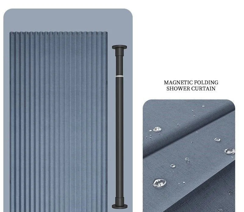 Magnetic Hem Waterproof Linen-Style Shower Curtain (Includes Hooks)