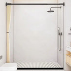 Magnetic Hem Waterproof Linen-Style Shower Curtain (Includes Hooks)