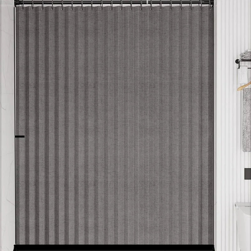 Magnetic Hem Waterproof Linen-Style Shower Curtain (Includes Hooks)
