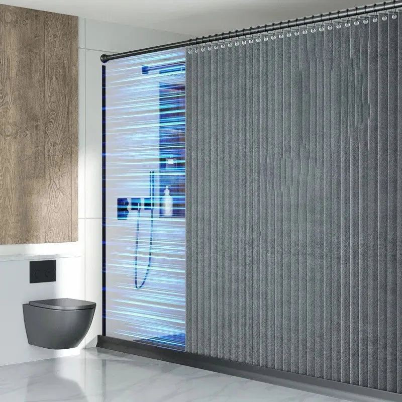 Magnetic Hem Waterproof Linen-Style Shower Curtain (Includes Hooks)