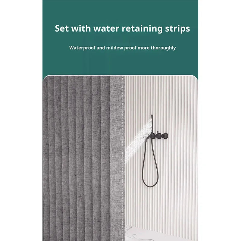 Magnetic Hem Waterproof Linen-Style Shower Curtain (Includes Hooks)