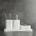Marble-Effect Resin Bathroom Accessory Set (4-Piece)