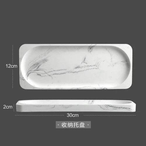 Marble-Effect Resin Bathroom Accessory Set (4-Piece)