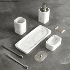 Marble-Effect Resin Bathroom Accessory Set (4-Piece)