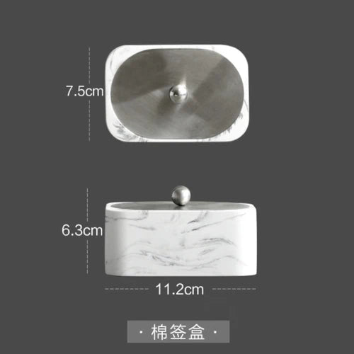 Marble-Effect Resin Bathroom Accessory Set (4-Piece)