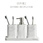 Marble-Effect Resin Bathroom Accessory Set (4-Piece)