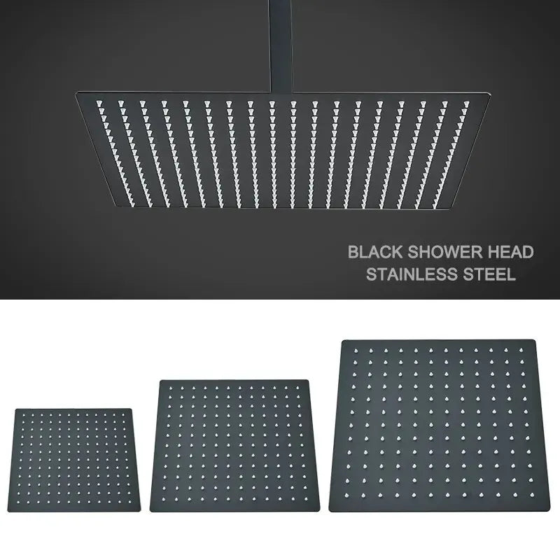 Matte Black 304 Stainless Steel Rain Shower Head (360° Rotatable)