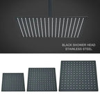 Matte Black 304 Stainless Steel Rain Shower Head (360° Rotatable)