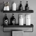 Matte Black Anodized Aluminum Corner Shower Shelf (3-Tier, Drill-Free)