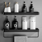 Matte Black Anodized Aluminum Corner Shower Shelf (3-Tier, Drill-Free)