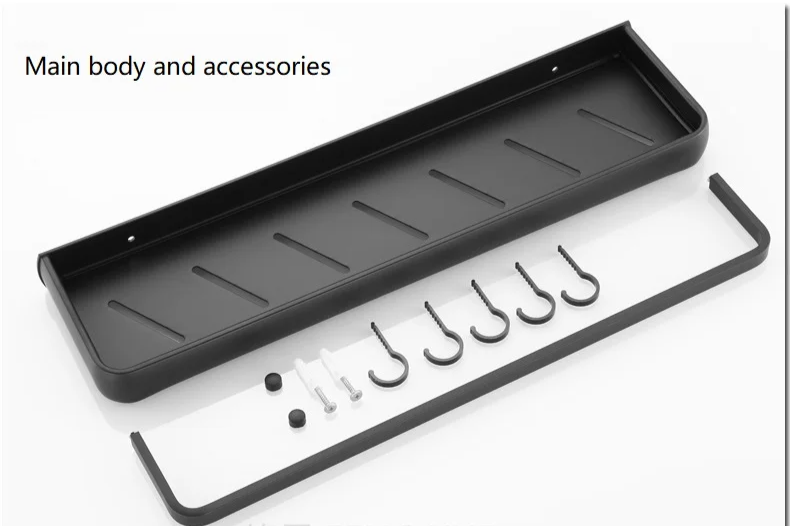 Matte Black Anodized Aluminum Corner Shower Shelf (3-Tier, Drill-Free)