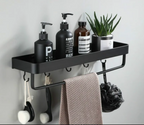 Matte Black Anodized Aluminum Corner Shower Shelf (3-Tier, Drill-Free)