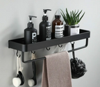 Matte Black Anodized Aluminum Corner Shower Shelf (3-Tier, Drill-Free)