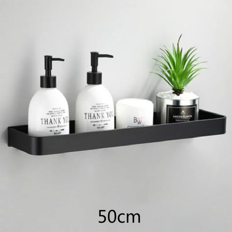 Matte Black Anodized Aluminum Corner Shower Shelf (3-Tier, Drill-Free)