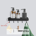 Matte Black Anodized Aluminum Corner Shower Shelf (3-Tier, Drill-Free)