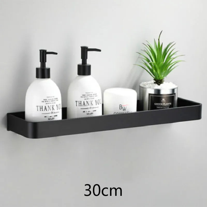 Matte Black Anodized Aluminum Corner Shower Shelf (3-Tier, Drill-Free)