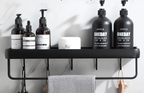 Matte Black Anodized Aluminum Corner Shower Shelf (3-Tier, Drill-Free)