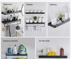 Matte Black Anodized Aluminum Corner Shower Shelf (3-Tier, Drill-Free)