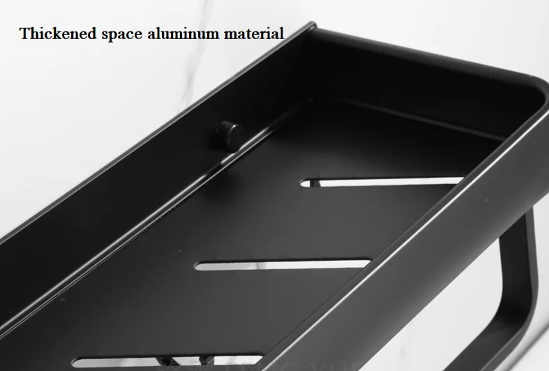 Matte Black Anodized Aluminum Corner Shower Shelf (3-Tier, Drill-Free)