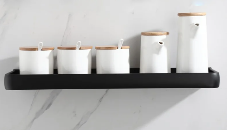 Matte Black Anodized Aluminum Corner Shower Shelf (3-Tier, Drill-Free)