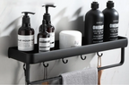 Matte Black Anodized Aluminum Corner Shower Shelf (3-Tier, Drill-Free)