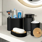 Matte Black Eco-Friendly Plastic Bathroom Accessory Set (4-Piece)