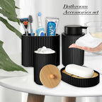 Matte Black Eco-Friendly Plastic Bathroom Accessory Set (4-Piece)