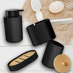 Matte Black Eco-Friendly Plastic Bathroom Accessory Set (4-Piece)