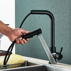 Matte Black Pull-Out & 360° Swivel Kitchen Faucet
