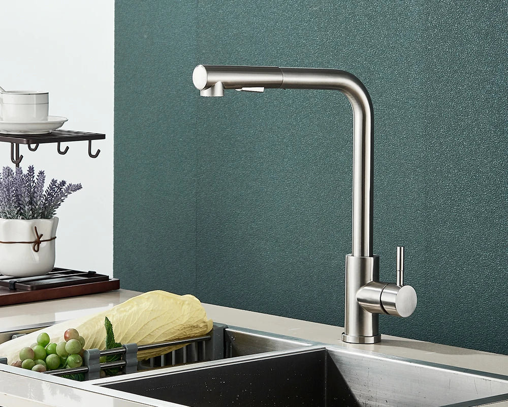 Matte Black Pull-Out & 360° Swivel Kitchen Faucet