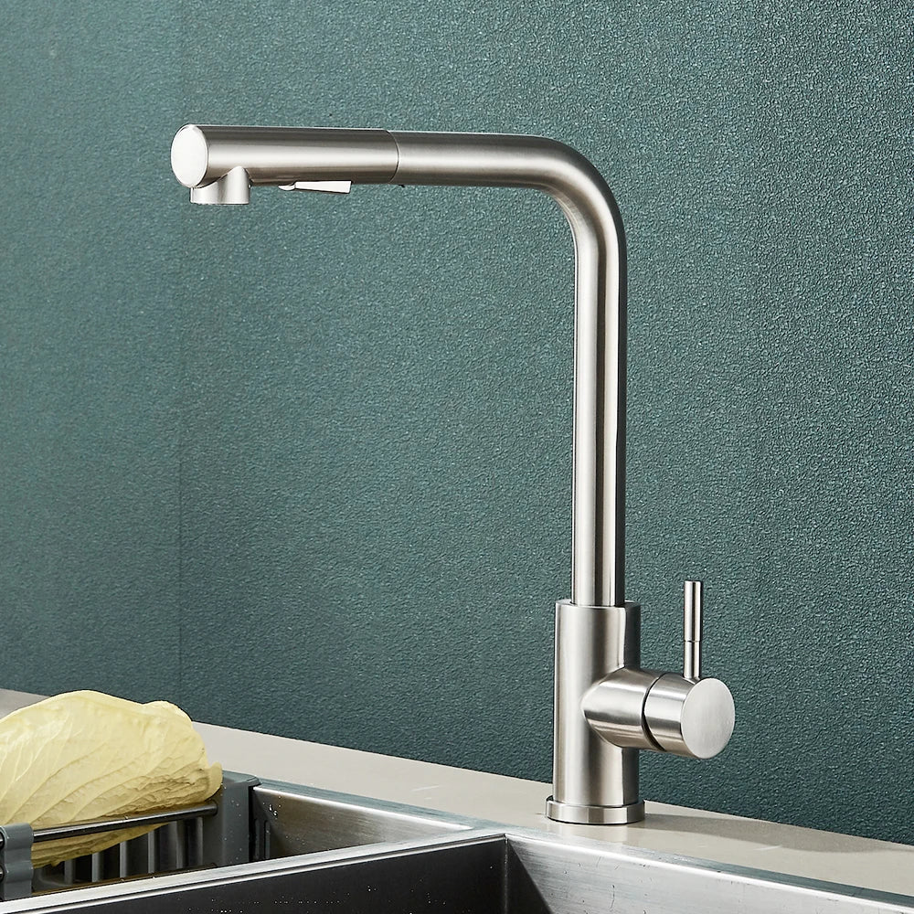 Matte Black Pull-Out & 360° Swivel Kitchen Faucet