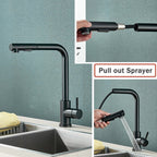Matte Black Pull-Out & 360° Swivel Kitchen Faucet