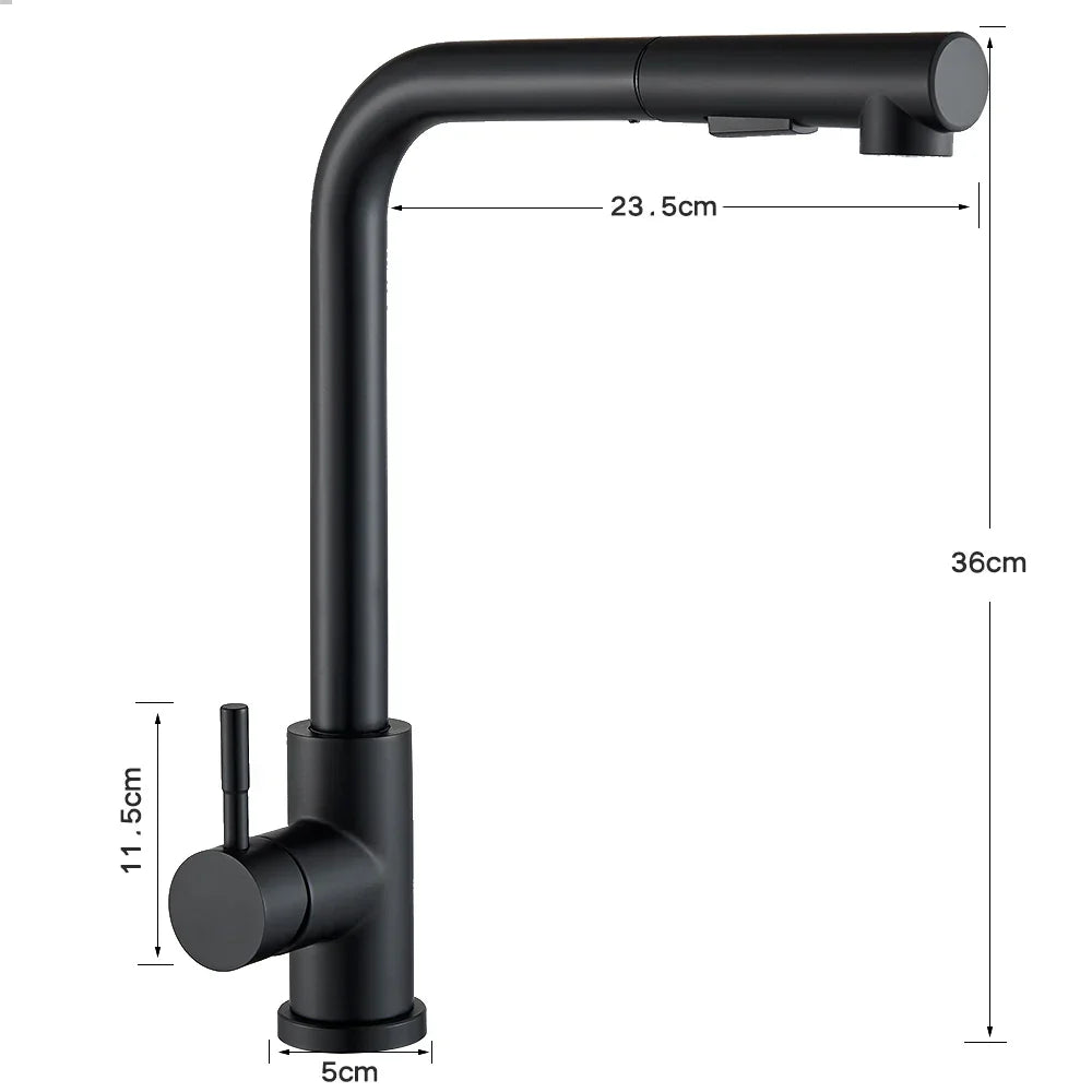 Matte Black Pull-Out & 360° Swivel Kitchen Faucet